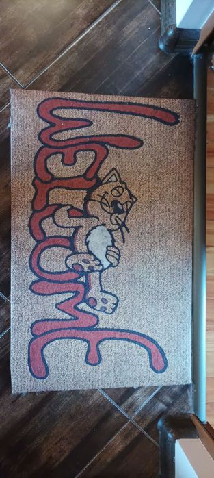 Килимче изтривалка за входна врата коте котарак котки Arrivals Welcome