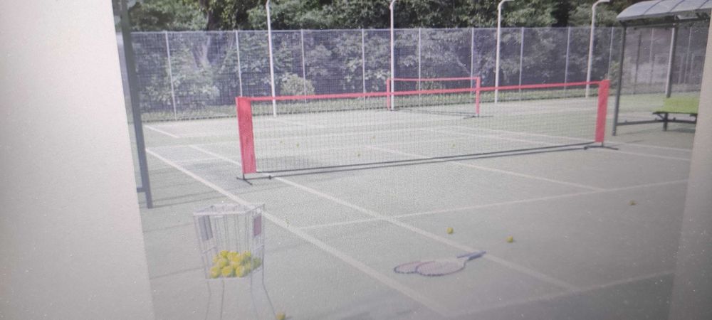 Мрежа за тенис, черно-червена, 500x100x87 см, полиестер