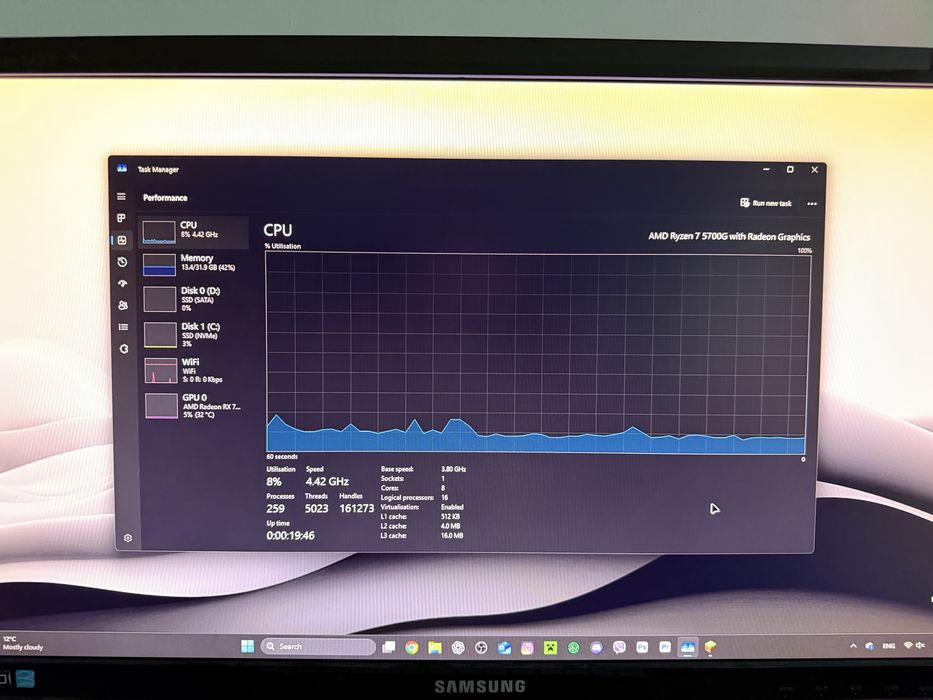 Ryzen 7 5700G – перфектно състояние, с кутия, вградено видео