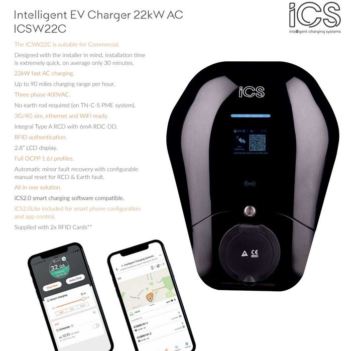 Statie de incarcare auto ICS 7kw - 22kW + Wifi + 4G + RFID ICSW22C, incarcator masina electrica