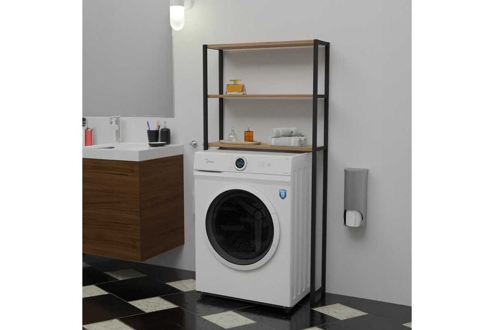 Етажерка за баня Puzzle-home Bothy, Метална рамка и Меланин, 70x21x150