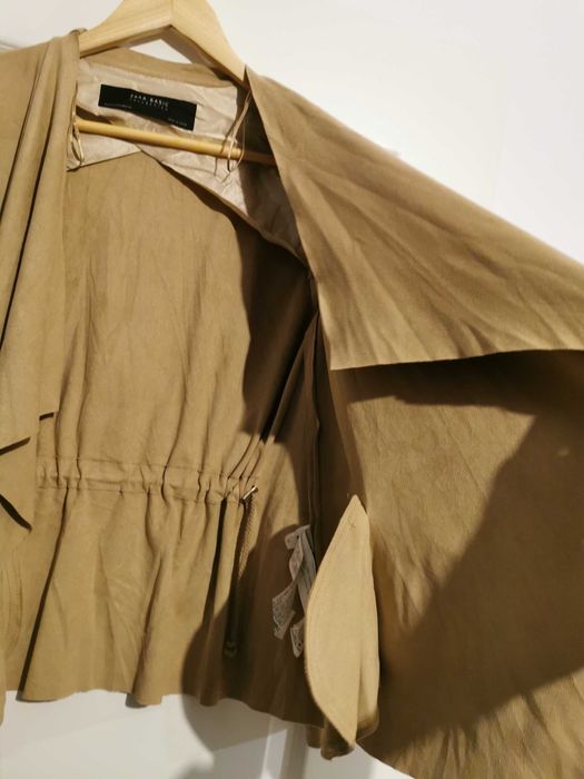 Cardigan ZARA din material tip piele întoarsă sintetica, elastic