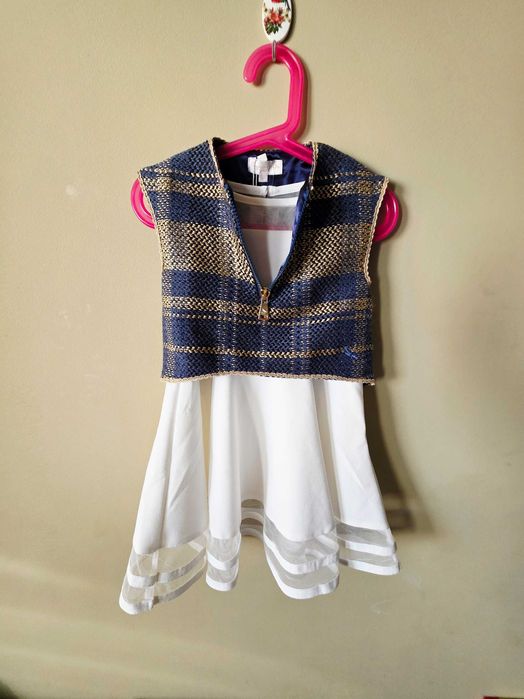 Set rochiță Calvin Klein și vestă Bleu Comme Gris, noi cu etichetă