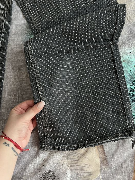 Черни дамски дънки Zara целите в камъни