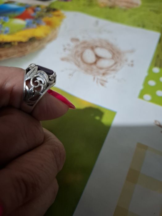 Inel Art Deco argint 925 cu ametist fatetat m 58