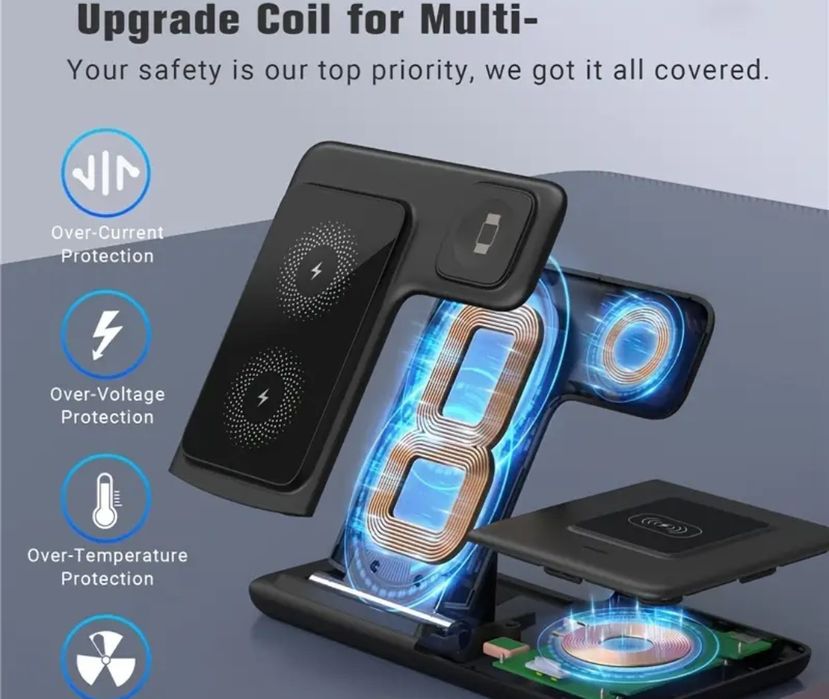 Suport Statie Incarcare Rapida Wireless Telefoane Ceasuri USB C