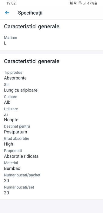 Tampoane postnatale pentru maternitate, L, 20 bucati, Apfia Care