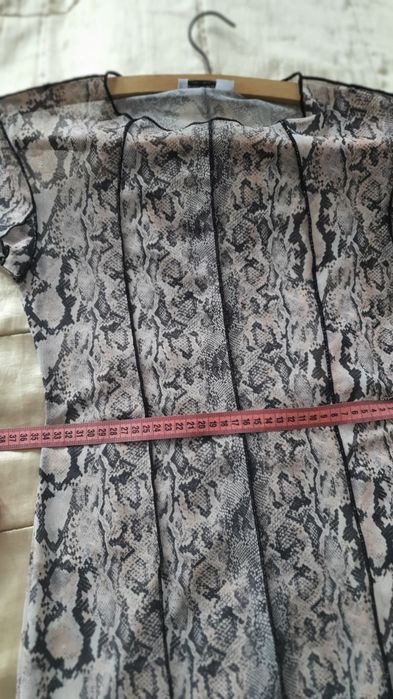 Stradivarius M rochie maxi mesh animal print snake bodycon Y2K beach semitransparenta plaja vacanta