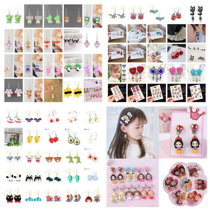 Интересные детские  Серьги,  детям и юным леди. Разные виды