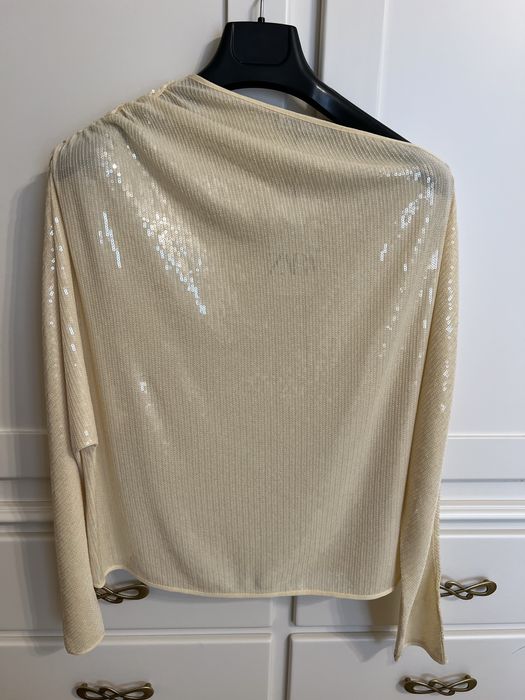 Top ZARA cu paiete, ecru