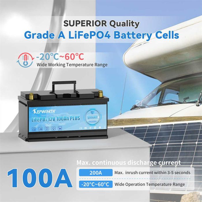 Baterie Kepworth 12v 100Ah cu Bluetooth LifePo4 Acumulator