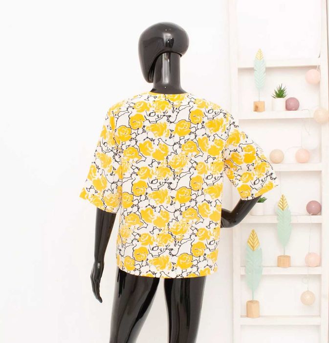 SAMSOE SAMSOE дамска копринена блуза жълта флорална М