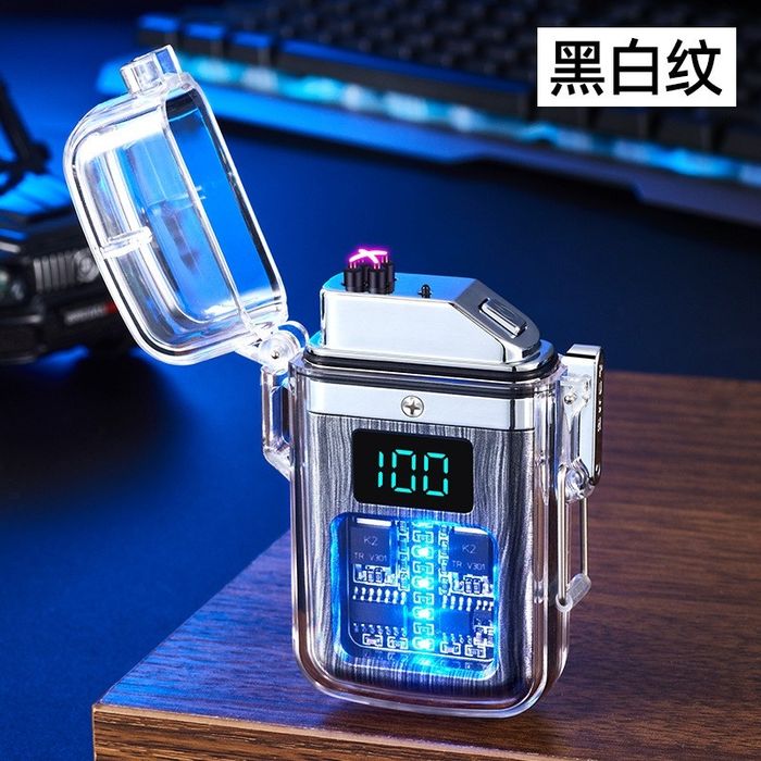 Елегантна прозрачна ветроустойчива запалка с LED светлинки