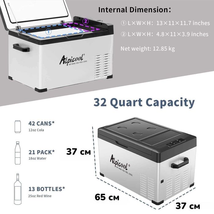 Преносим компресорен хладилник фризер 12V 24V 220V