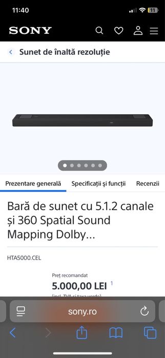 Soundbar Sony HT A5000