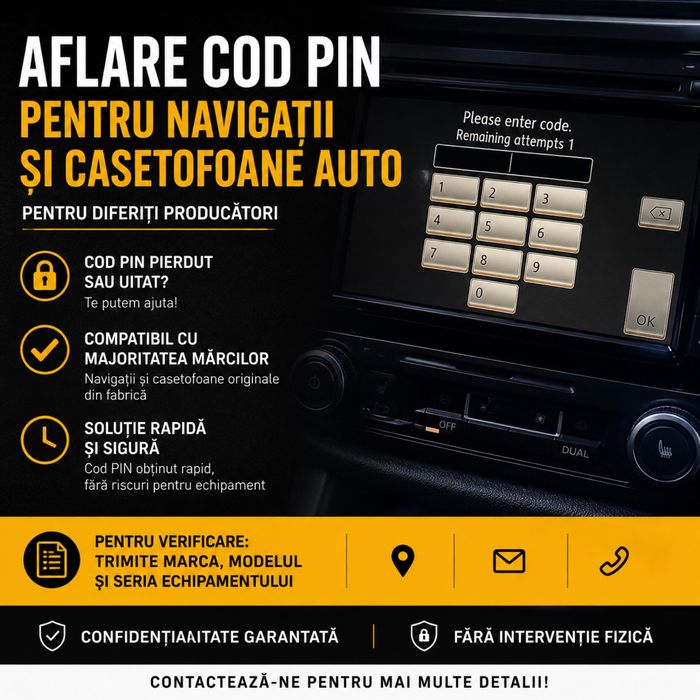 Cod PIN Navigație / Casetofon Auto – Aflare Cod