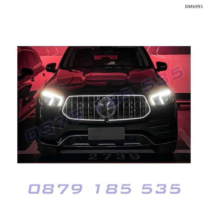 Предна решетка с LED светлина за Mercedes GLE W167 SUV 2020-2023, черно и хром DMb991 тунинг светеща решетка мерцедес гле tuning reshetka sveteshta