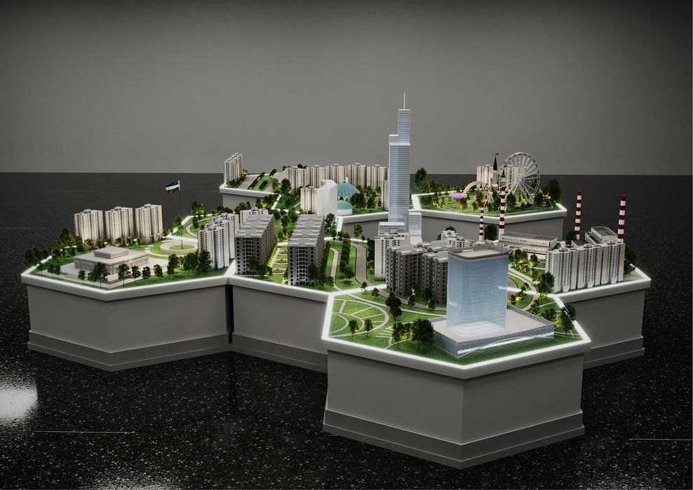 Макет Maket завод , парк , дом