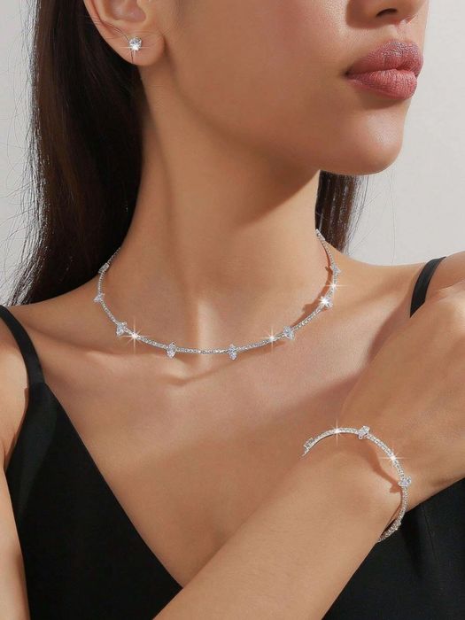 Колье и серьги свадебный набор украшений подарочный ювелирный комплект