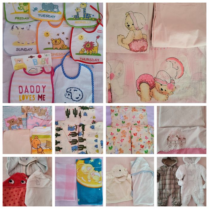 Бебешки спални комплекти, кърпи, завивки, лигавници  Обща цена 50 лв