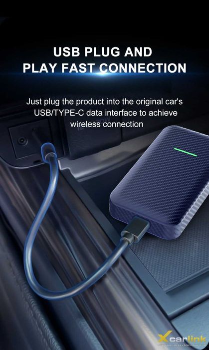 Оригинален с кабел към безжичен CarPlay  Android Auto адаптер