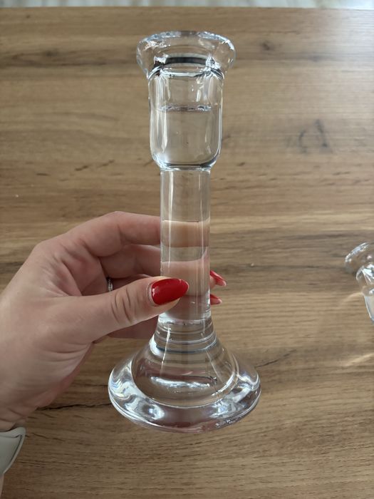 Set suport lumanari sticla - 2 sfesnice sticla