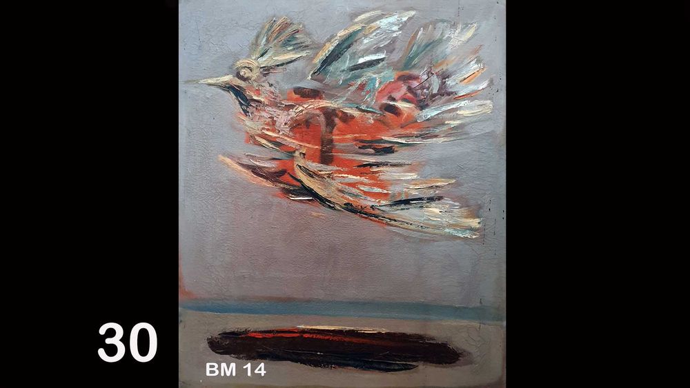 pictura ulei pe panza Dan Aurel- Pasarea Phoenix, 83 cm/70 cm, tablou