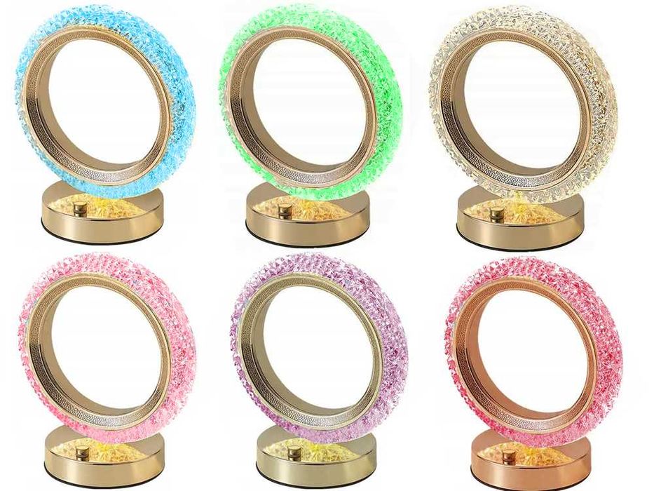 Lampa LED tip inel de cristal reincarcabila USB auriu 16x18 cm