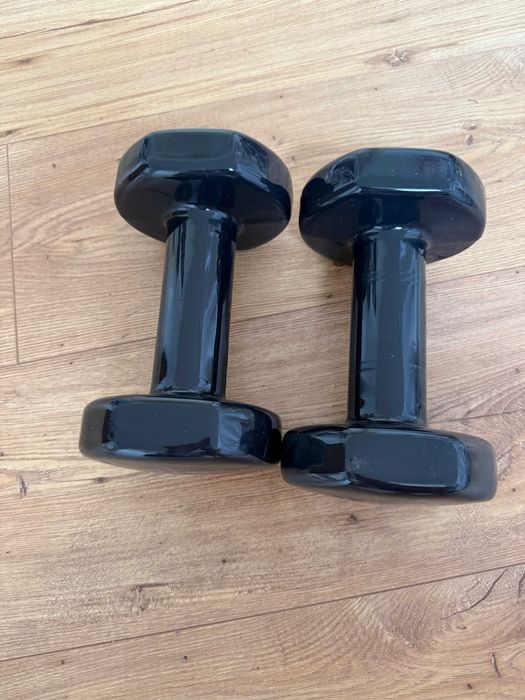 Gantere fitness 2*5 kg, negru, fontă parțial reciclată