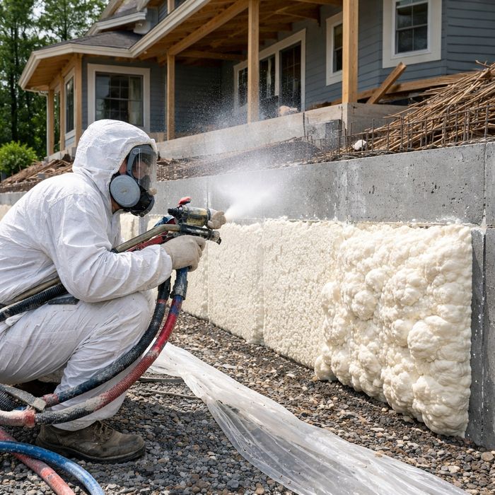 Профессиональное напыление пенополиуретана.
Теплоизоляция и гидроизоля