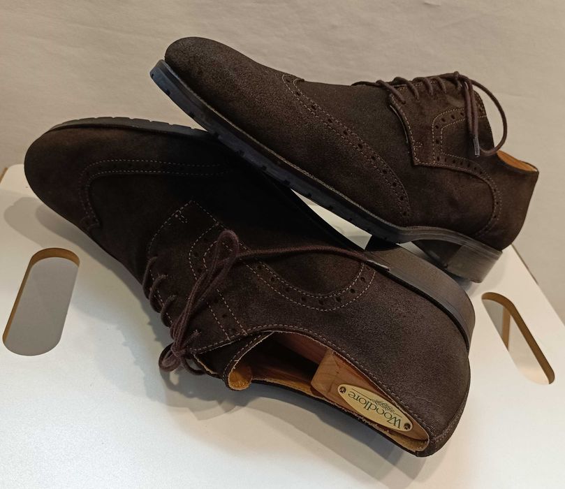 Pantofi derby 42 brogue suede Lavoratione Artigianale piele naturala
