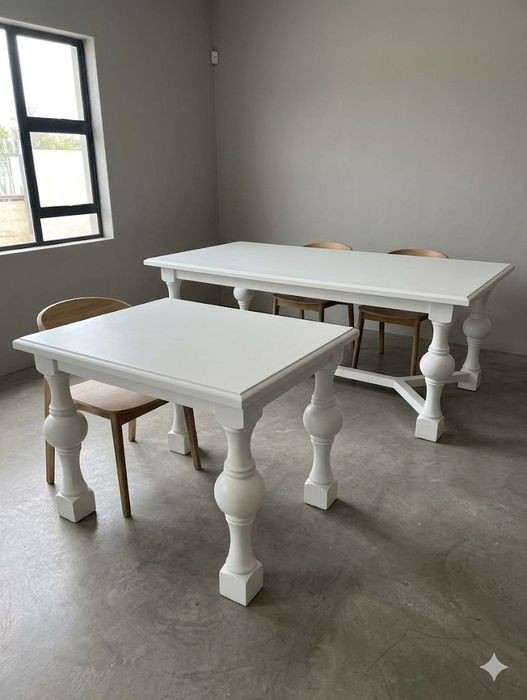 Zamonaviy oq stol (120×80) – yog‘och oyoqli
   Narxi 250$