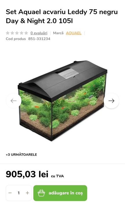 Set Acvariu nou Aquael, 72 l, cu incalzitor, filtru si iluminare