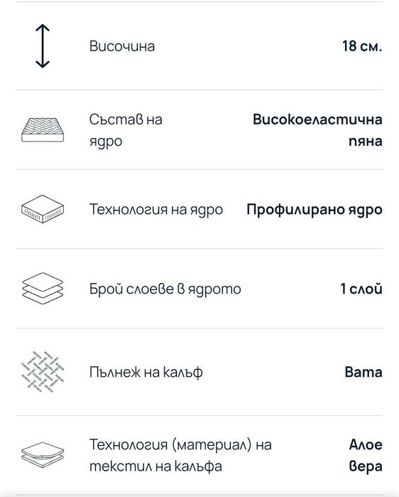 Матрак Aloe Wellness 160x200 см + ПОДАРЪК 2 възглавници