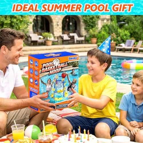 Нов Плаващ баскетболен кош за басейн с 4 топки и помпа за водни игри деца