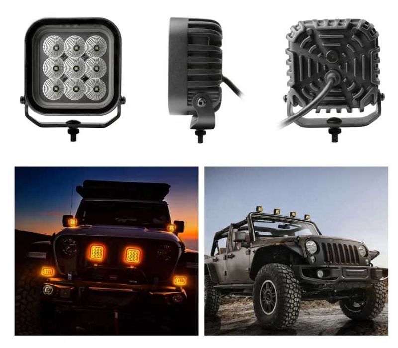 64W LED Халоген FLOOD – Работен Фар с Жълта и Червена Светлина 12V/24V