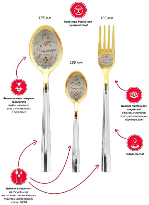 Именные столовые приборы Александра