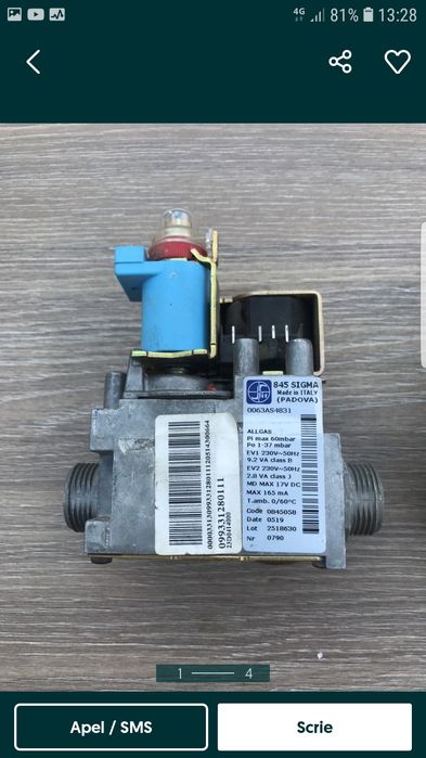 Vană de gaz centrala ariston si alte modele