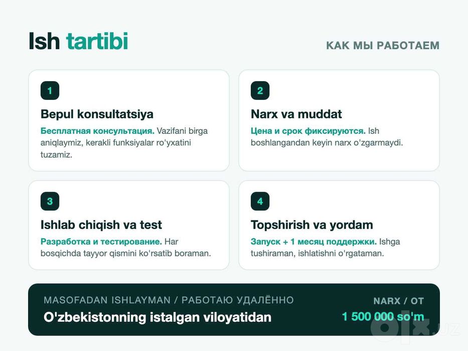 Telegram bot yasash / Создание Telegram-бота под ключ