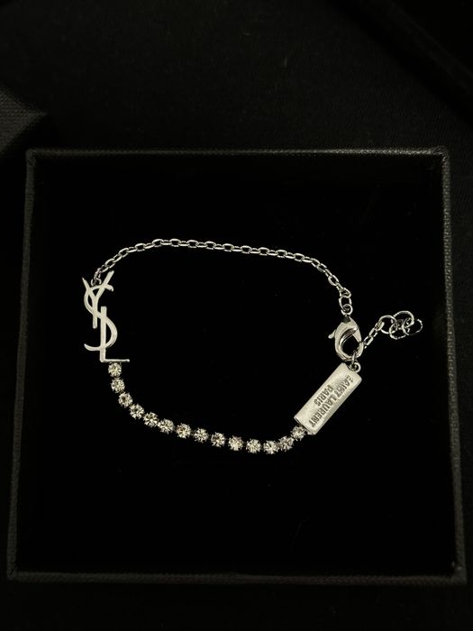 Bratara YSL Yves Saint Laurent Bracelet silver cu pietre
