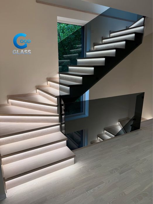 Стеклянная перила, перила, ограждения.