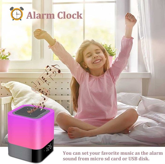 Нощна лампа WamGra Bluetooth високоговорител, будилник и сензор