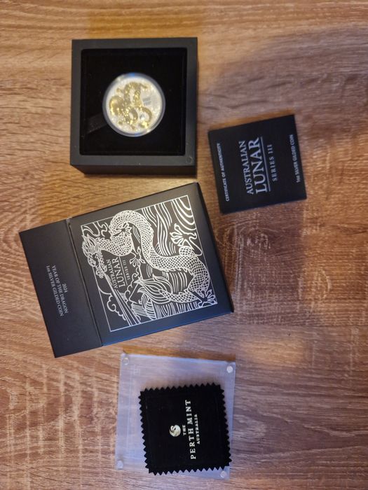 1 oz Silver gilded coin Australian Lunar Dragon