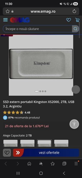 SSD 2 Tera kingston NOU sigilat