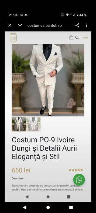 Vind costum de bărbați nou cu eticheta mărimea M