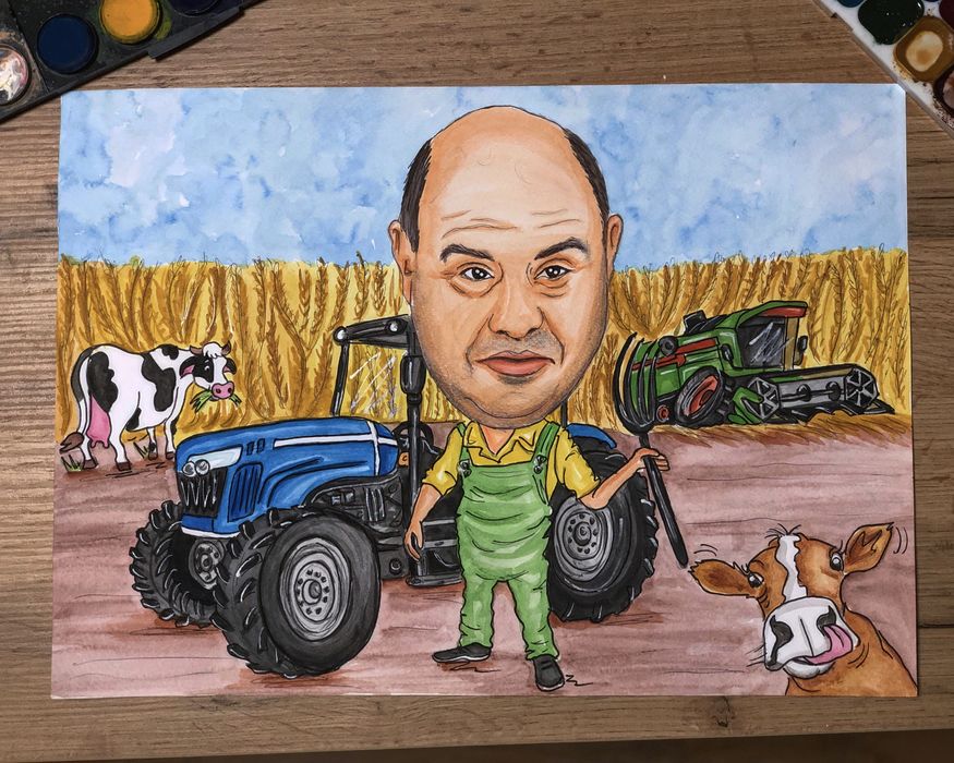 Карикатура, шарж по снимка