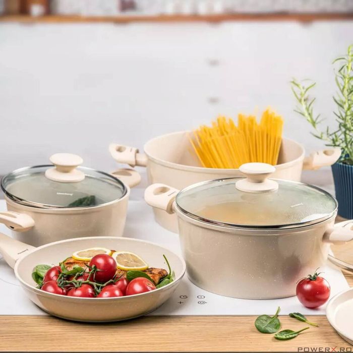 Set oale gatit, 12 piese, aluminiu cu invelis marmorat, 28/24/20/16