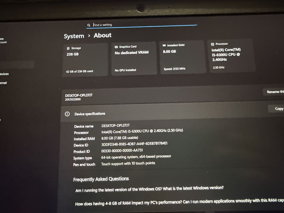 Laptop Lenovo ThinkPad X270 touchscreen i5 ssd - diagnoza auto