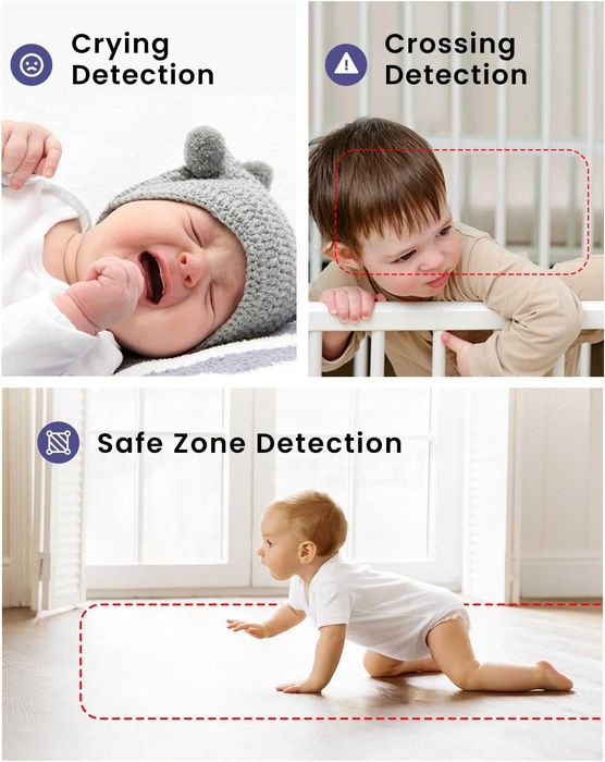 BOOPOO Smart Baby Monitor 2K, нощно виждане,откриване на плач,2.4/5GHz