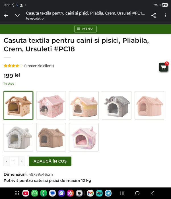 Căsuța pentru câini si pisici pliabila